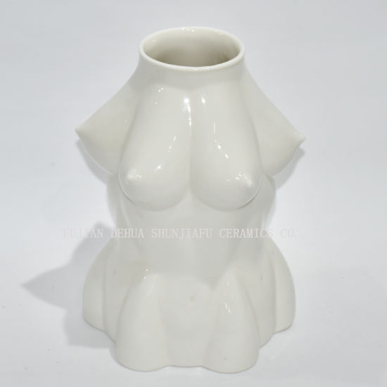 5 Diseño / Creativo Blanco Cerámica Cerámica Arte Desnudo Desnudo Mujer Cuerpo Flor Estatua Florero Adornos / Maceta