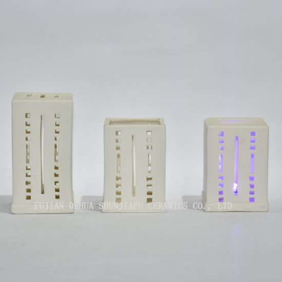 Elección de velas de forma de arquitectura moderna, velas votivas LED sin llama multicolores con interruptor de botón / cerámica