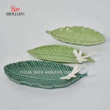 Platos de cerámica para sazonar Platos de aperitivo, platillos de porcelana multicolores Vajilla de tazón (forma de hoja)