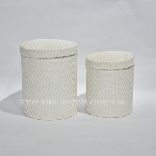Frasco redondo de cerámica con tapas herméticas para la cocina