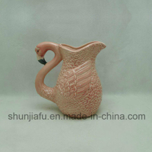 Florero de cerámica con flamencos rosados