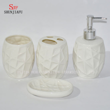4piece / Set Set de accesorios de baño de cerámica blanca /, vaso, jabonera y dispensador