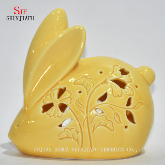 Little Yellow Rabbit Christmas Gifts & Decor Set de candelabros de cerámica con candelita