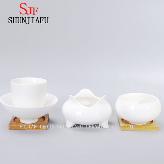 Maceta suculenta de diseño simple redondo de cerámica blanca