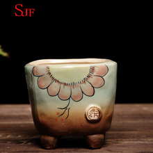 Maceta de cerámica pintada a mano de cerámica cruda de Zakka