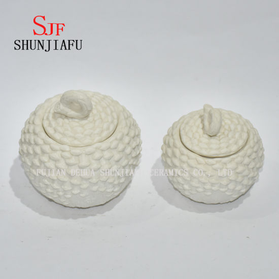 Tarro de cerámica creativa en forma de piña blanca