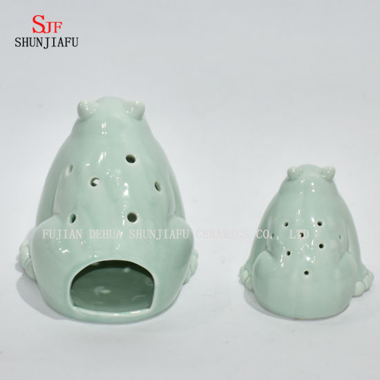 Candelabro decorativo de cerámica con diseño de rana verde - Mi regalo