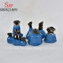 Florero de cerámica para decoración del hogar Acabado de agua esmaltada (azul)