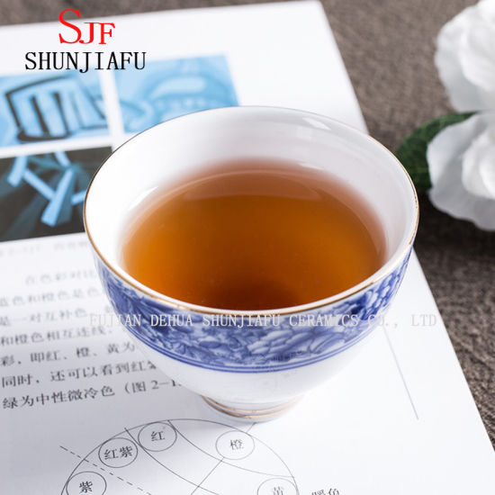 Originalidad Taza de té de Kung Fu de porcelana azul y blanca Cerámica Pequeña