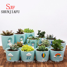 Maceta de cerámica para plantas suculentas de cactus pequeño (Rainbow)