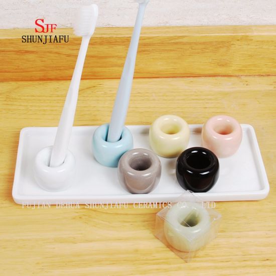 Mini soporte de cepillo de dientes de cerámica Anillo de soporte de cepillo de dientes de porcelana