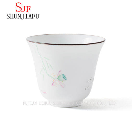 Taza de té de cerámica de Kung Fu de Lotus de color hecho a mano de alta calidad
