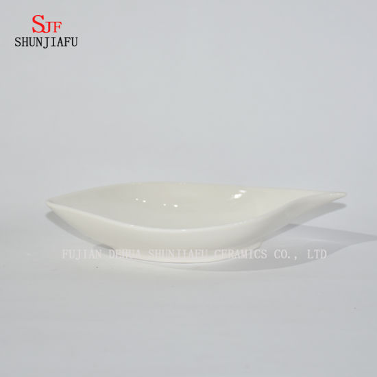 Leaf Shapes - Plato de servicio de vajilla de porcelana blanca