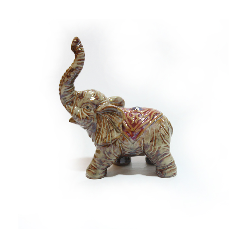 Elefante de cerámica tira del elefante del bebé Estatua de elefante grande de cerámica Adorno animal de cerámica