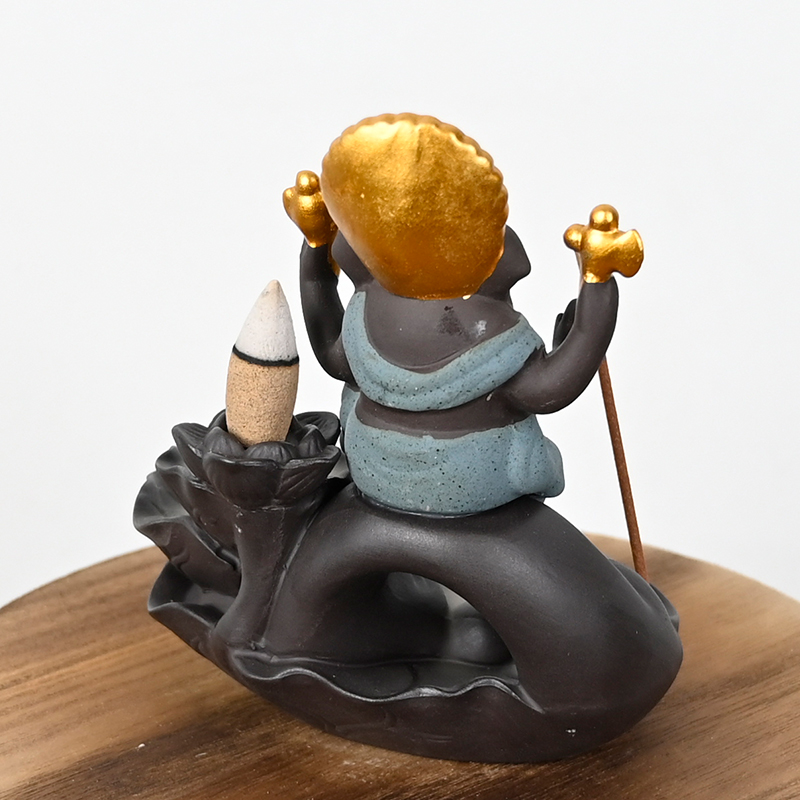 Quemador de incienso de reflujo Cerámica Verde Ganesha Cascada Quemador de incienso de reflujo Venta caliente