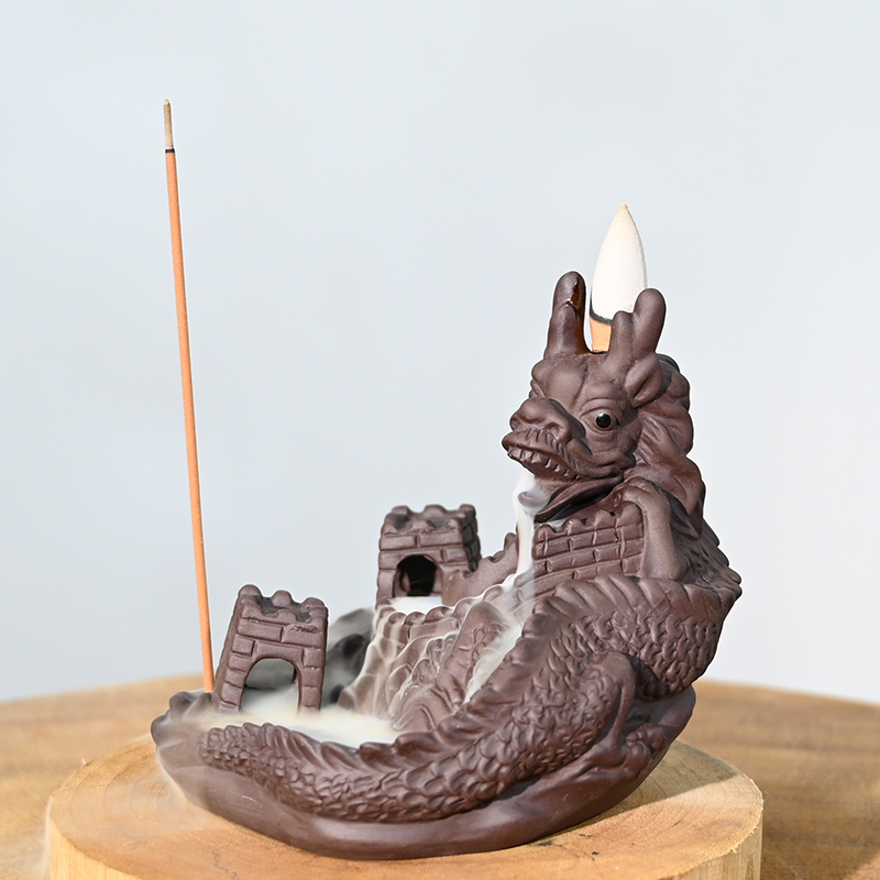 Ceramic Dragon Design Waterfall Backflow Inciense Quemador Proveedor de producción