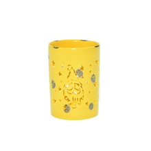 Ahuecado Santa Claus Velas Cerámica Esmaltado Amarillo Linternas