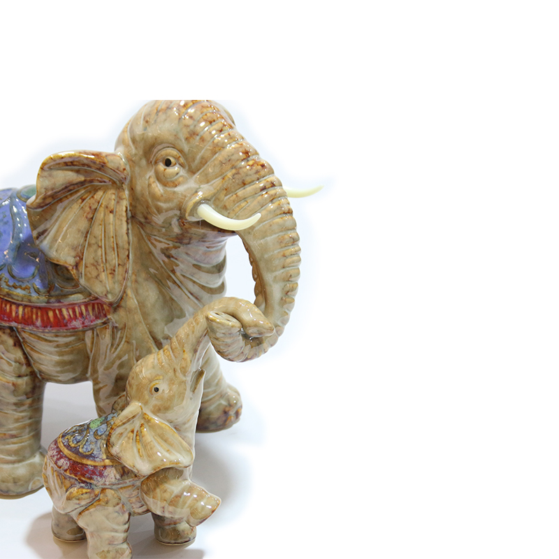 Elefante de cerámica Adorno animal Elefante colorido tira Elefante bebé