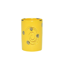 Diseño Estilo Molino Ahuecado Con Esmalte Amarillo Velas Cerámicas Linternas