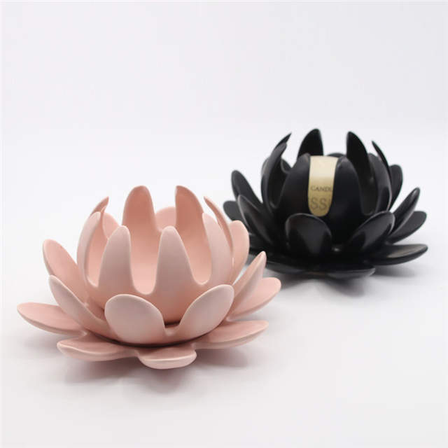 Todo tipo de patrones de flores, decoración del hogar, candelabro de flores de cerámica negro
