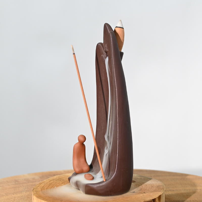 Diseño de modelado simple de montañas de cerámica y ríos Ceramic Backflow Incienso quemador de incienso
