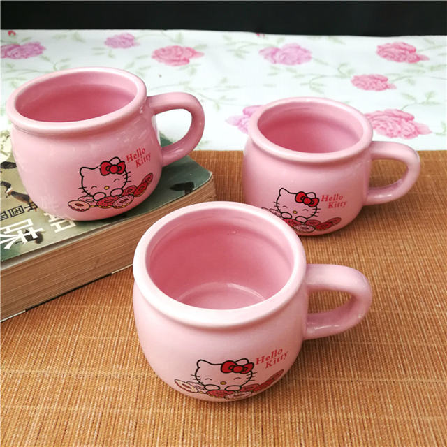 Taza de cerámica blanca logo de gato Postre Cuencos de helado de cerámica Taza de helado de cerámica