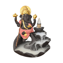Quemador de incienso de reflujo de cascada estilo Ganesha de cerámica roja