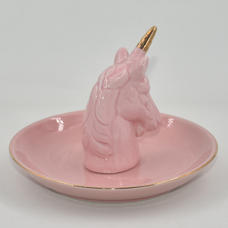 OEM Home Decor Pink Unicorn Style Design Ceramic Jewelry Bandery