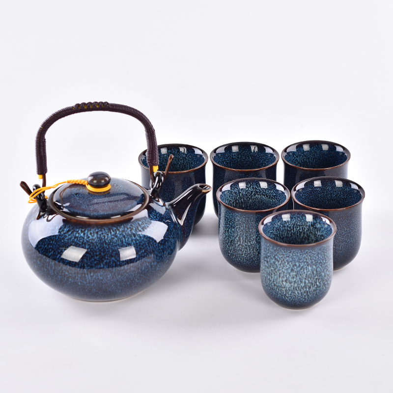Juego de té azul de cerámica de venta directa de empresas de producción