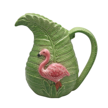 Cerámica Verde Hojas De Coco Olla Estilo Alivio Flamingo Jarrón