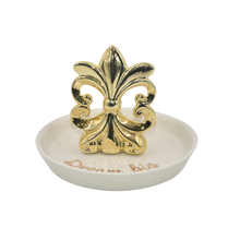Diseño de baliza dorada Bandeja de cerámica para joyas Soporte para anillos