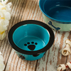 Impresión del fondo del cuenco Imágenes de huesos Alimentador de mascotas de cerámica azul cielo Cuenco circular de cerámica para perros