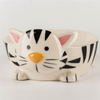 Círculo negro con cabeza y pies de gato Alimento de cerámica circular impreso para perros Alimentador de mascotas de cerámica rosa Tazón para gatos