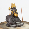 Cerámica Ganesha Style 2 se sienta en la cascada de elefante con el quemador de incienso de cerámica de cerámica de cerámica