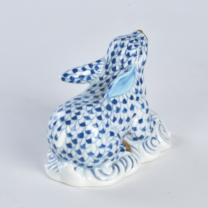Conejo animal de cerámica pintado a mano artificial