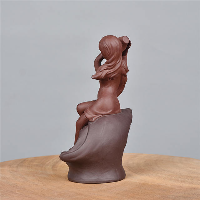 Estatua Belleza Sentada en Concha Mujer Diosa Cerámica Quemador de incienso de reflujo