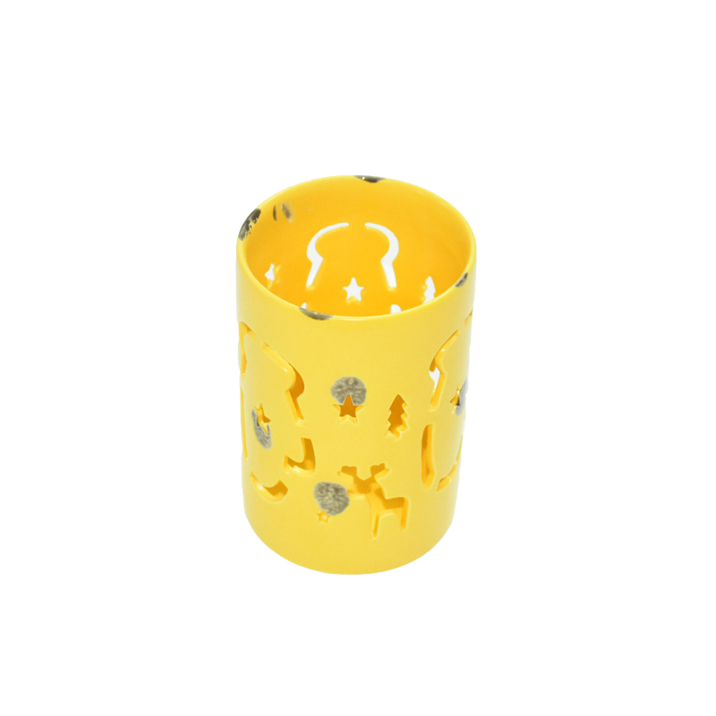 Guantes de Navidad ahuecados Velas de cerámica esmaltada amarilla Linternas