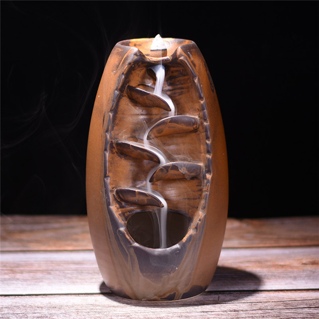 Ceramic Waterfall Backflow Incienso quemador Incensor Decoración del hogar Adorno de aromaterapia