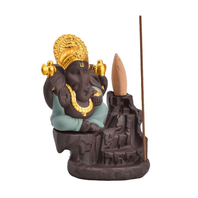 Cascada que fluye humo reflujo cerámica diferente color elegir quemador de incienso Ganesha